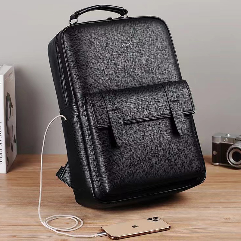 Мужской роскошный кожаный рюкз – обзор и цена Laptop Backpack 15.6